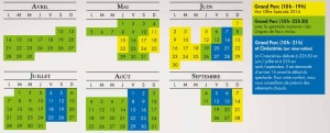 calendrier Puy du Fou 2014