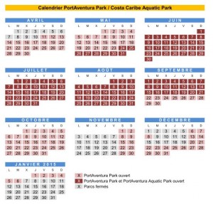 calendrier Port Aventura 2014